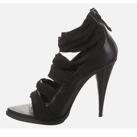 Givenchy Women Jersey Wrap Stiletto Sandals US 8 EU 38 Black Leather Back Zip - Picture 4 of 14